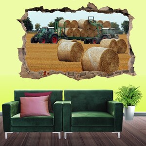 Tractor Fields Hay Stack Wall Sticker Mural Poster Decal Room Office Nursery Decor ID640