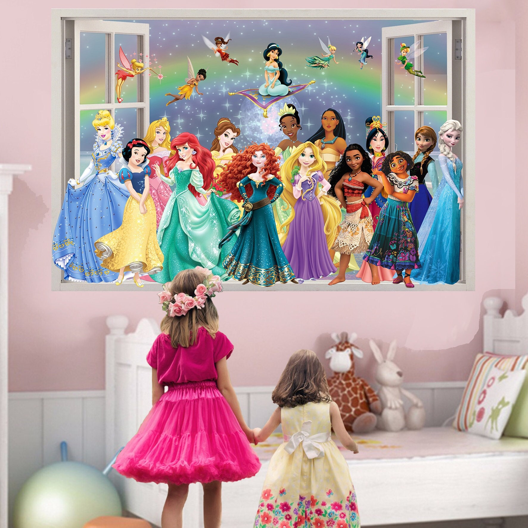 Princecss Faeries Princess Characters and Fairies Rainbow Large Wall Sticker Mural Poster ...