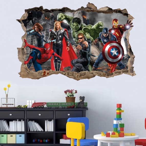 Superheroes Avengers Spiderman Sticker Art 3D - Etsy Norway