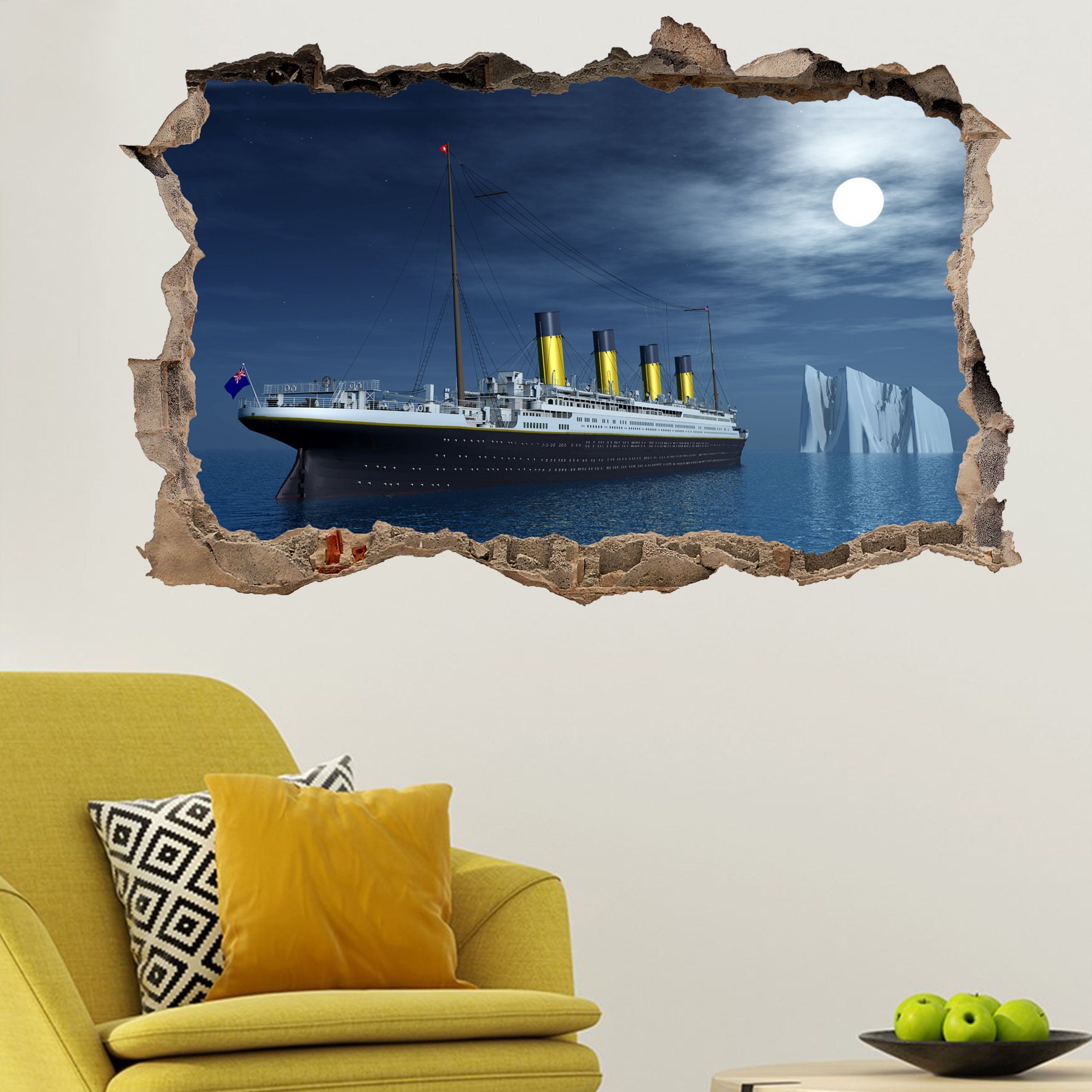 Sea Liner Transatlantic Ocean Titanic Iceberg Wall Sticker Mural Poster ...