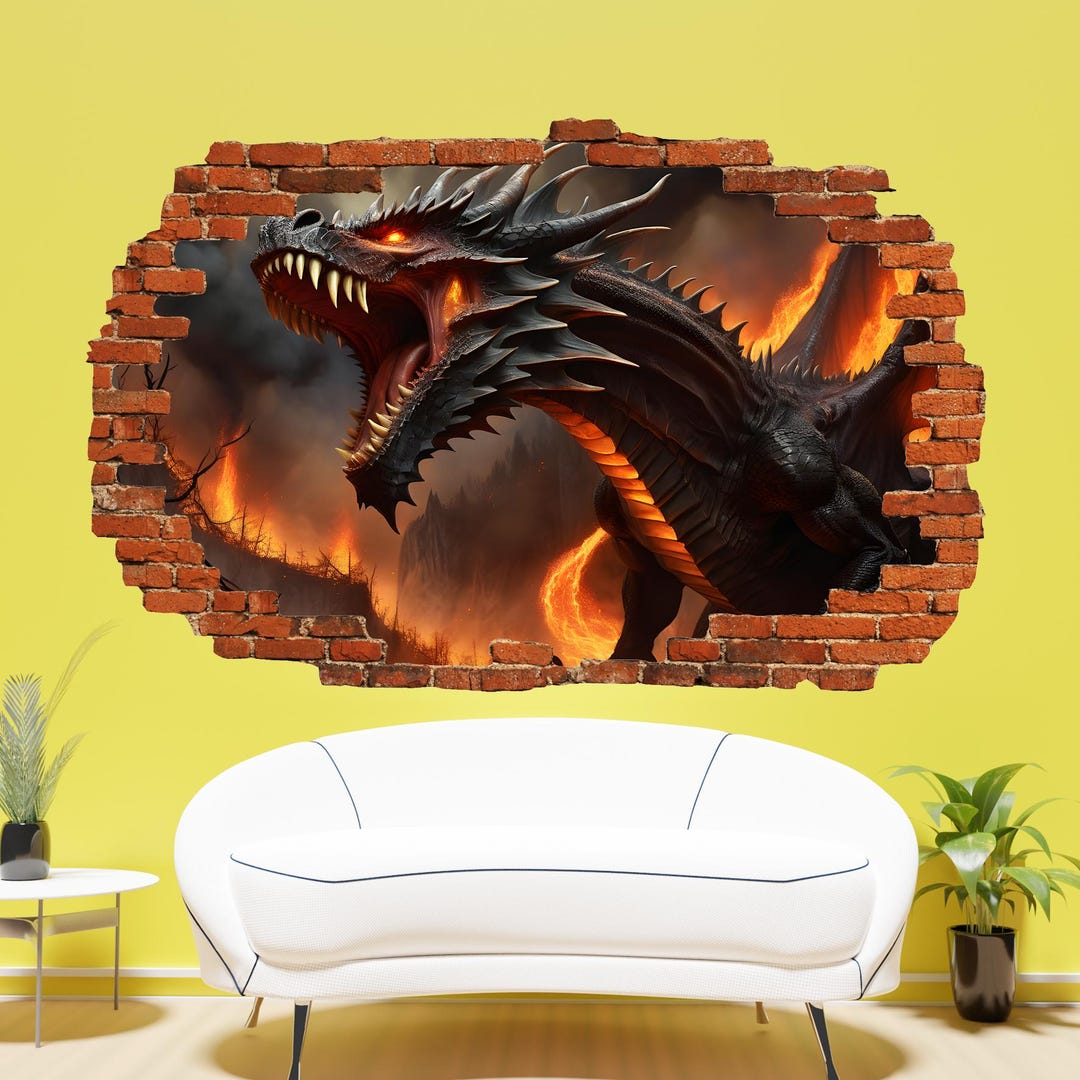 Fantasy Dragon Wall Art Sticker Mural Decal Self-adhesive Poster Office ...