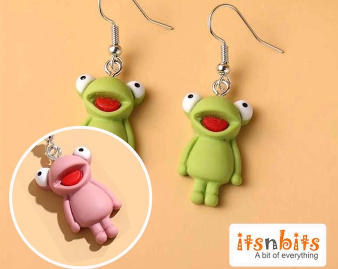Frog Earrings / Green Frog Earrings - Etsy