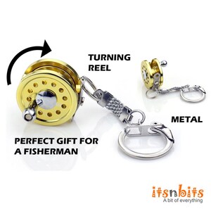 Fishing Reel Keyring Fly Fishing Metal Spinning Fishing Gift Miniature Fisherman Key Ring Gift For Him