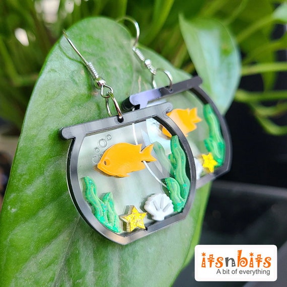 Fish bowl earrings clearance