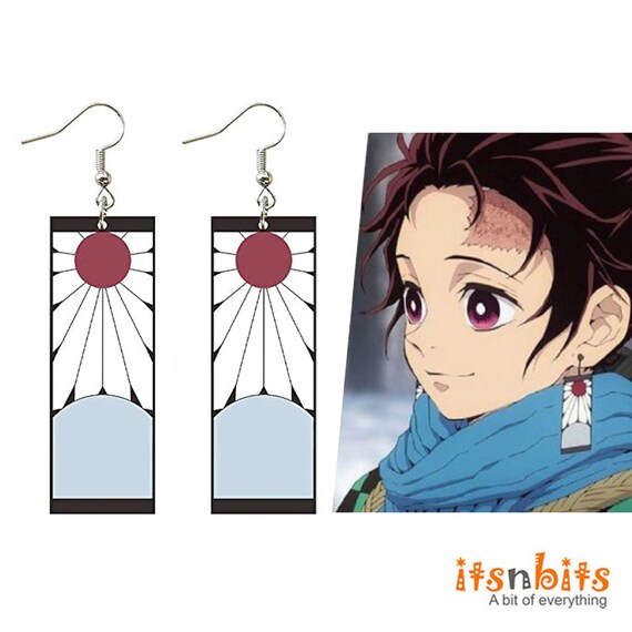 Tanjiro Earrings Name Anime Kamado Tanjiro Hanafuda Earrings Cosplay