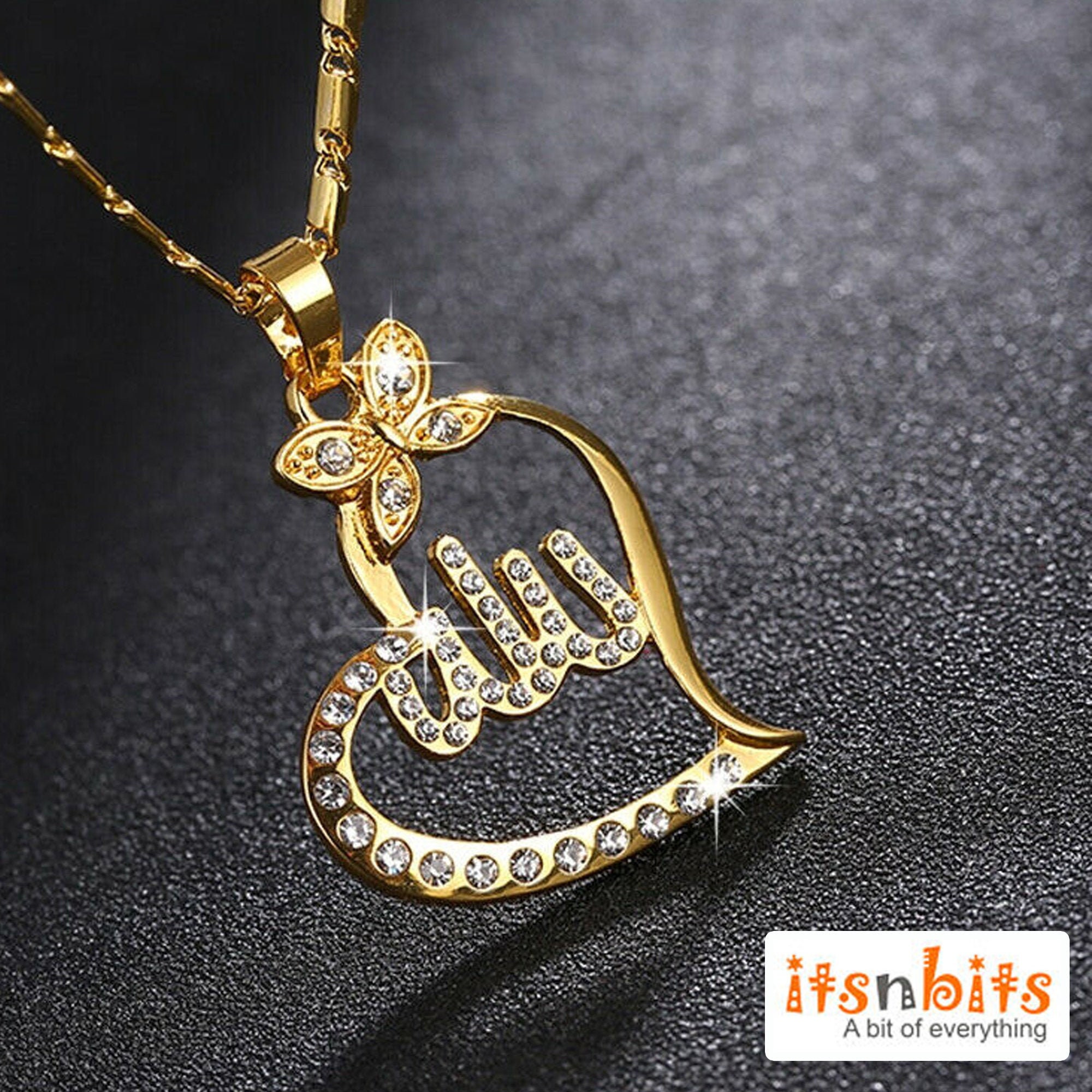 Amazon.com: Middle Eastern Jewelry Modern 14k Yellow Gold Diamond Allah  Charm Pendant Necklace, 16