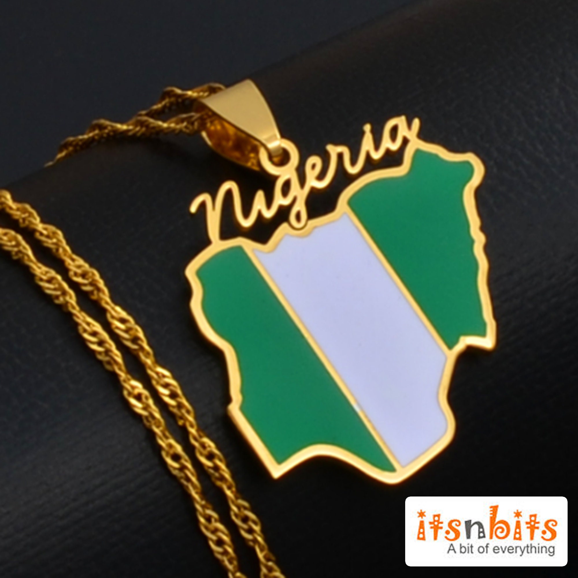 Gold Nigeria Map Necklace Nigerian Flag Rasta Reggae Afro Etsy UK