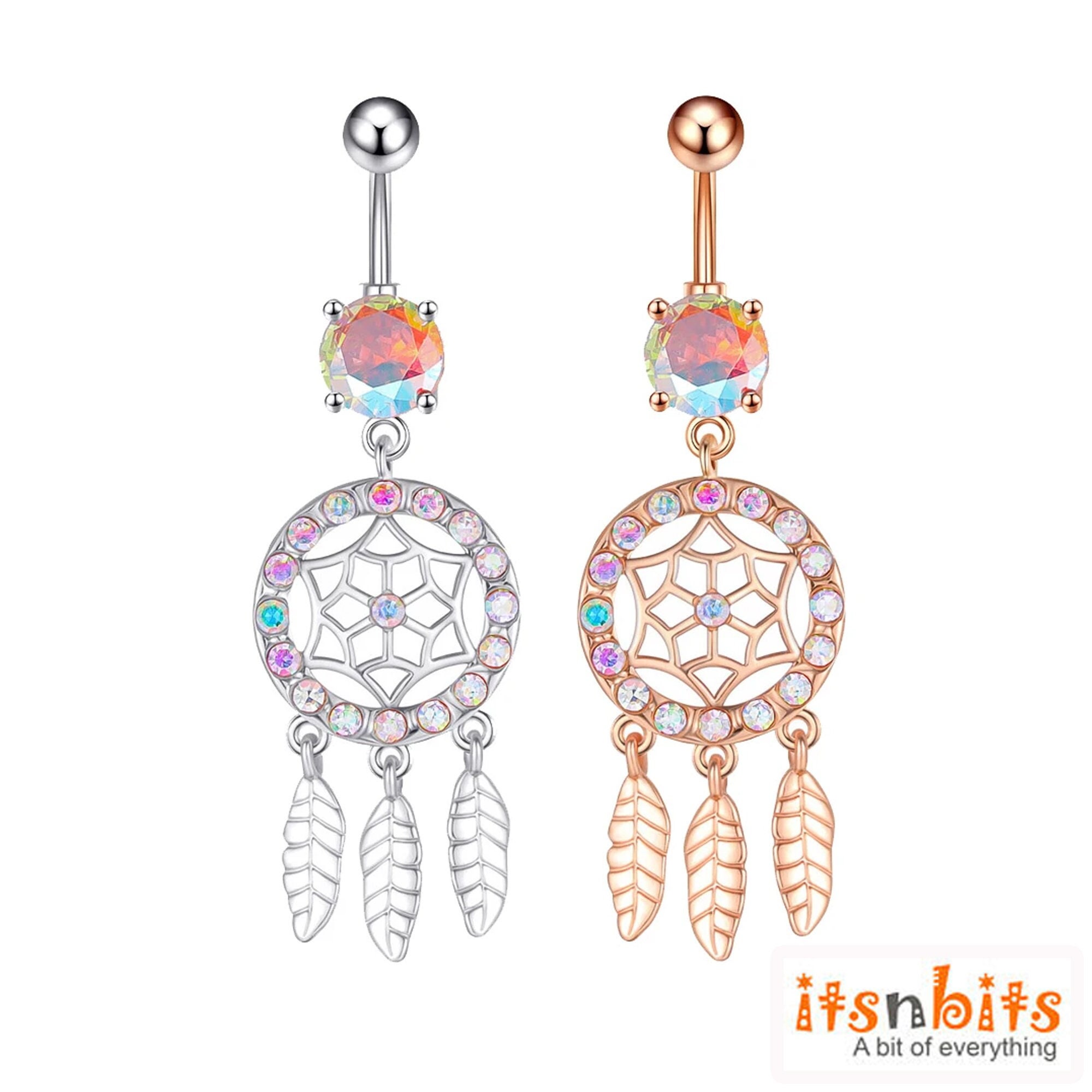 Dreamcatcher Belly Bar Belly Ring Sparkly Colourful Rainbow Etsy UK