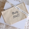 Personalised Embroidered Cotton Canvas Pouch: Baby Stuff, Snacks, Medicine Bag