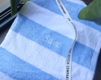 Toalla de playa bordada personalizada: algodón suave de lujo, ideal para nadar en vacaciones