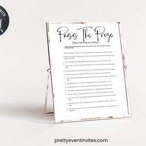 Pass The Prize Baby Shower Boy | Pass The Prize Poem Printable | Rhyme Game | Pass The Gift Game | Baby Boy Shower Game | Pass The Gift Poem