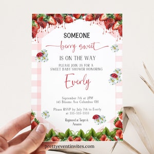 Berry Baby Shower Invitation | Berry Sweet Baby Shower Invitation | Red Strawberry Baby Shower Invite | Berry Sweet Baby Shower Invitation