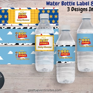 It&#39;s a Boy Story Water Bottle Label| Its a boy story baby shower favor| Boy Story Water Bottle Label |Toy Story Water Label | 3 Designs