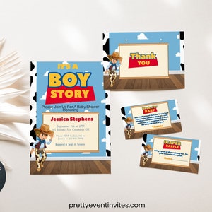 Its A Boy Story Invitation | Its A Boy Story Baby Shower | Its A Boy Story Baby Shower Invitations | It'S A Boy Story | Baby Shower Boy |Set