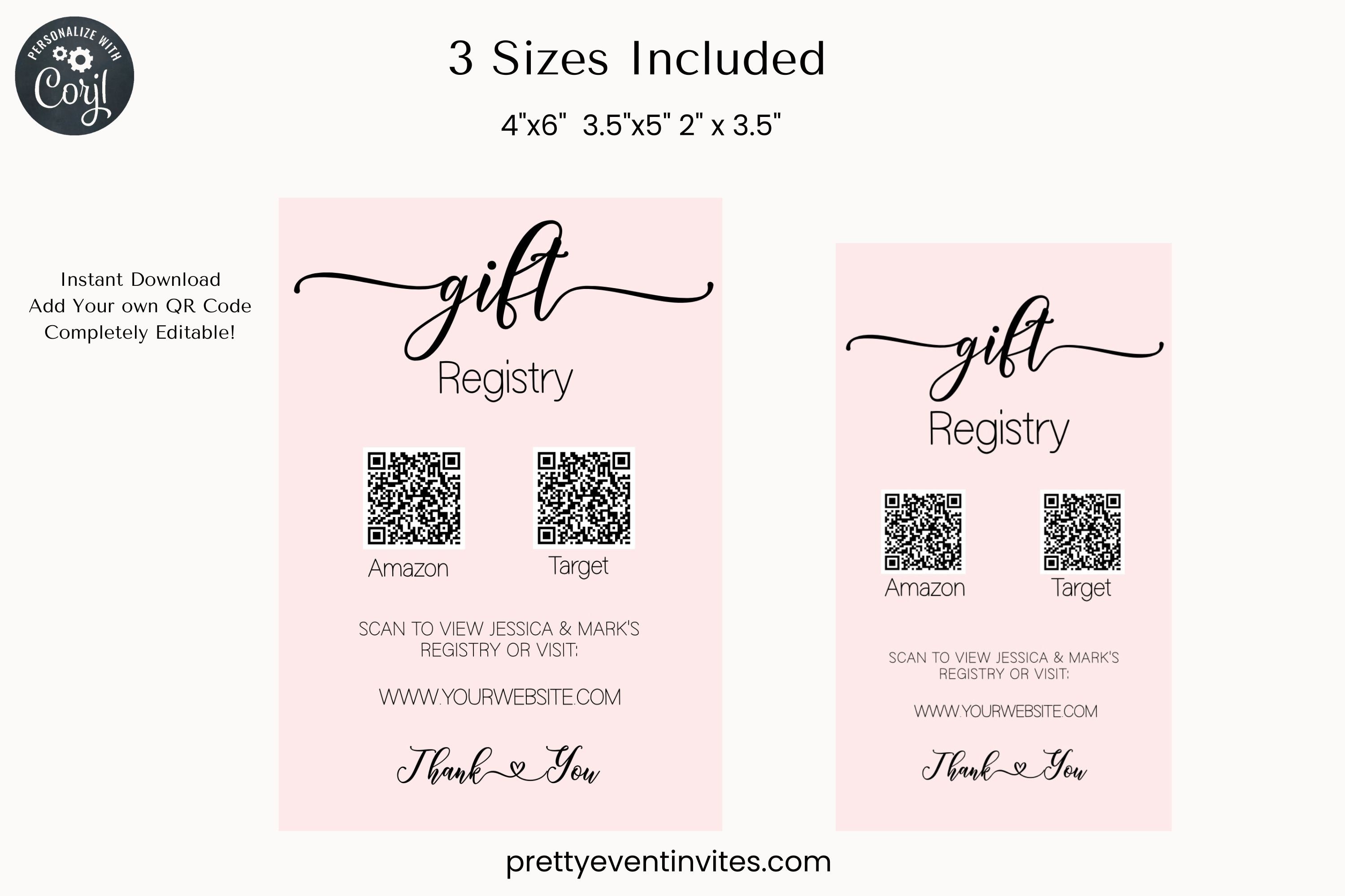 Baby Shower Registry Insert Pink Gift Registry Baby Shower Insert
