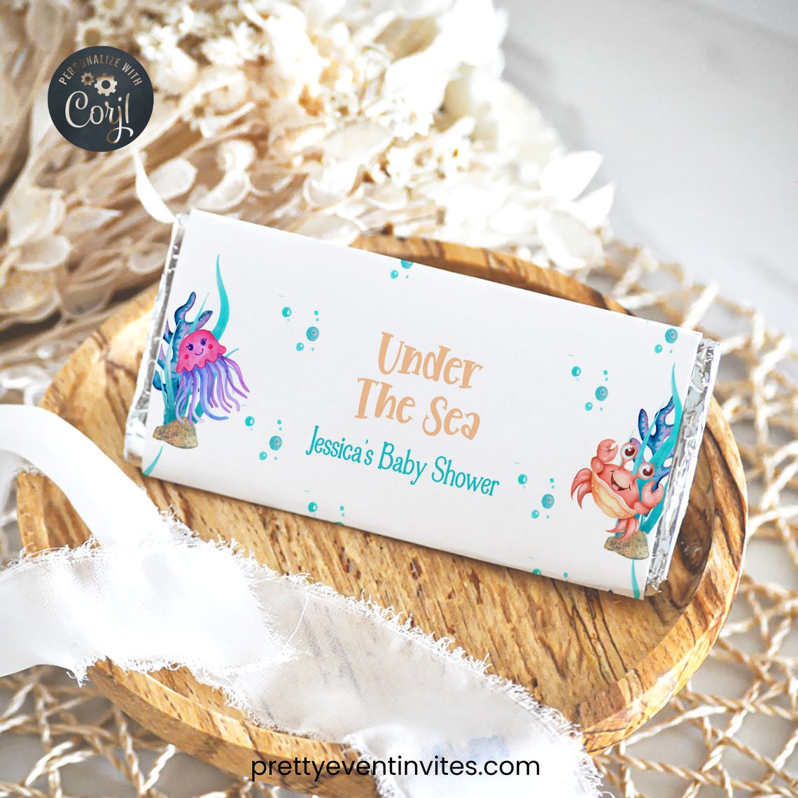 Under the Sea Baby Shower Chocolate Bar Wrapper| Ocean Baby Shower ...