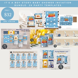 Its A Boy Story Baby Shower Invitation, Its A Boy Story Baby Shower Games, Its A Boy Story Guess How Many Army Men, Its A Boy Story favors
