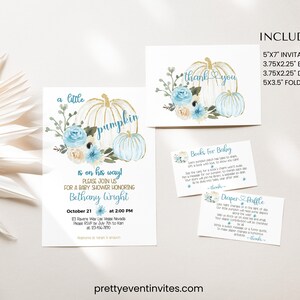 Una pequeña calabaza está en camino invitación de niño, Little Pumpkin Baby Shower invita digital, Little Pumpkin Baby Sprinkle Invitation, editable