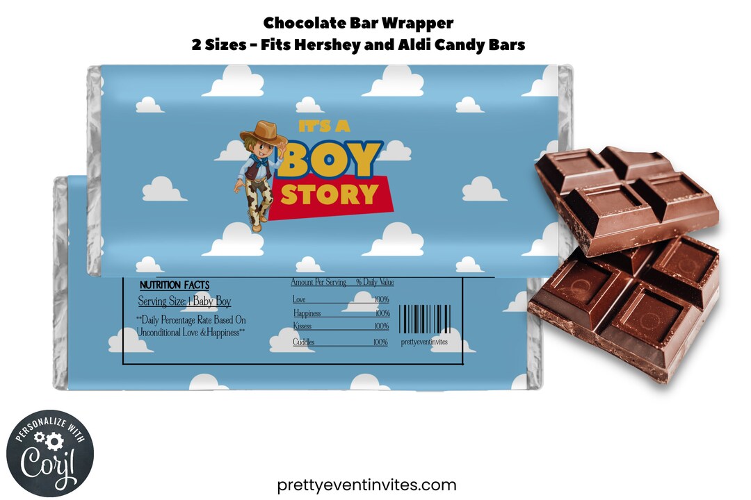 Its A Boy Story Chocolate Bar Wrapper Its A Boy Story Baby Shower Favor Its A Boy Story Baby