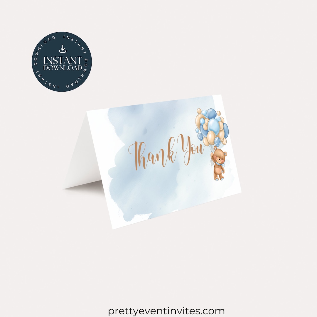 Thank You Note for Baby Shower Gift, Thank You Flat Card, We Can Bearly
