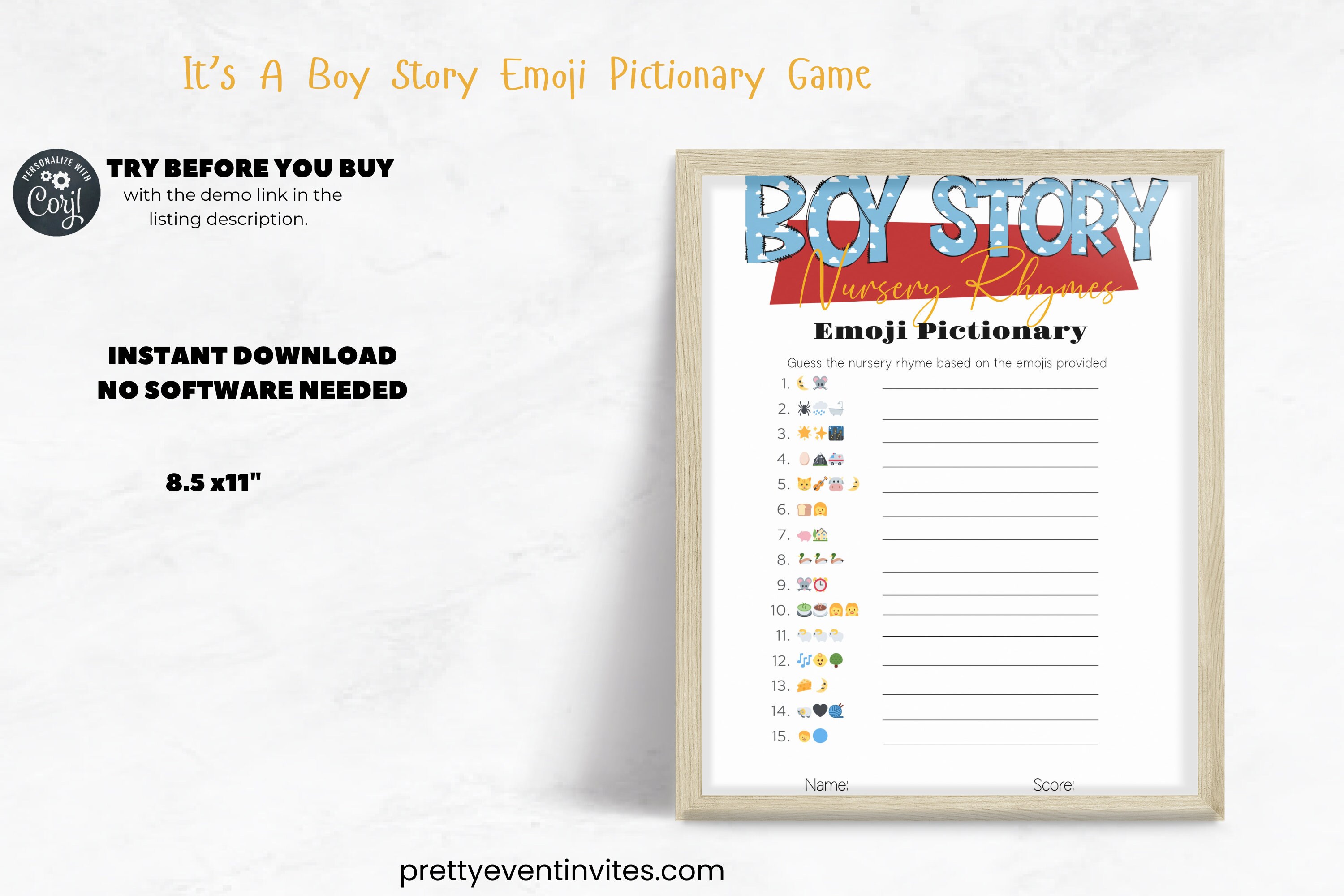 It's A Boy Story Baby Shower Games, Emoji Pictionary Game, Boy Baby ...