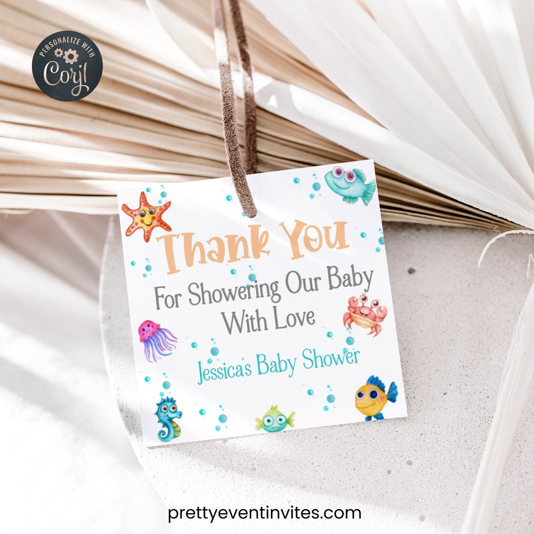 Under the Sea Baby Shower Thank You Gift Tag Under the Sea Party Decor