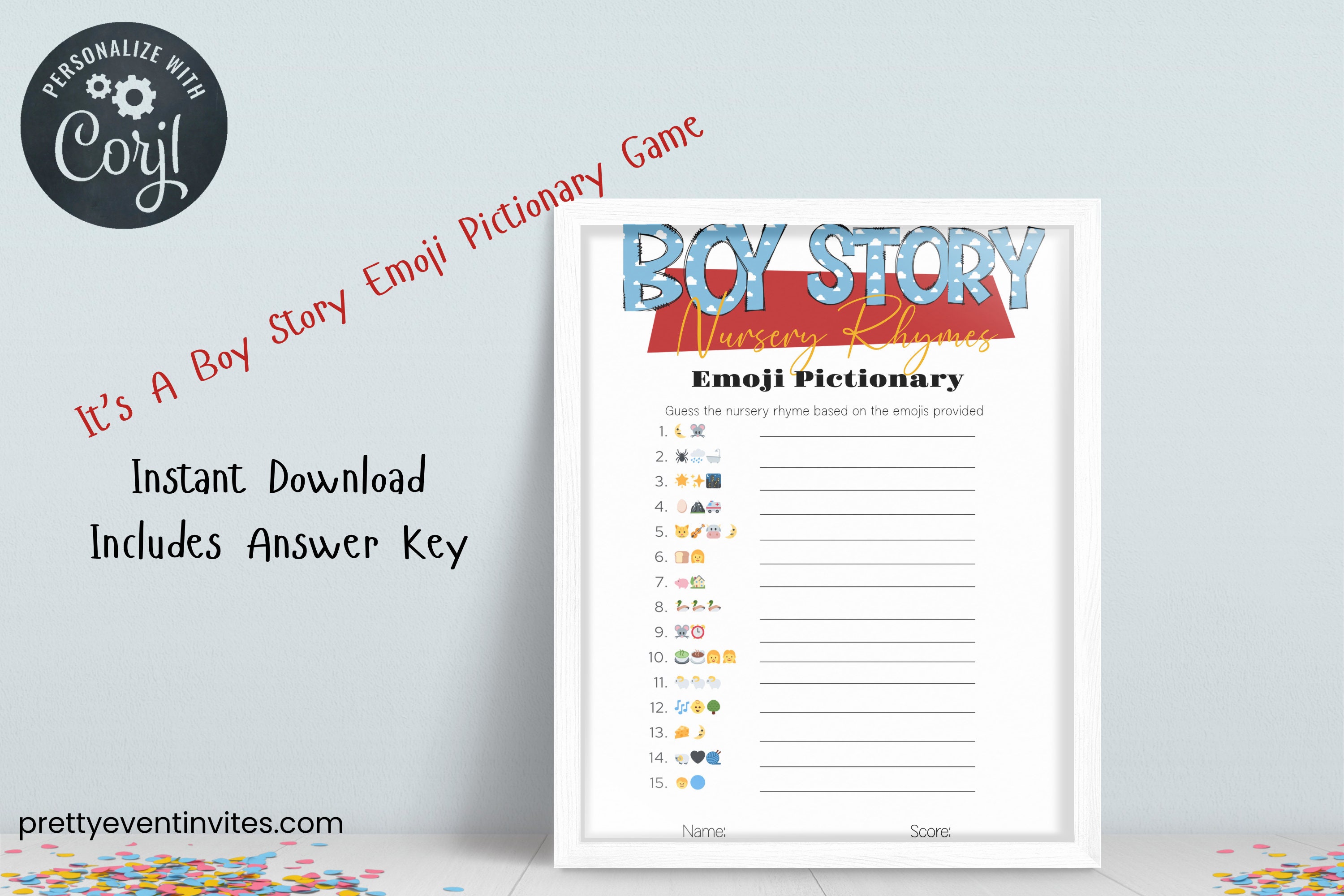 It's A Boy Story Baby Shower Games, Emoji Pictionary Game, Boy Baby ...