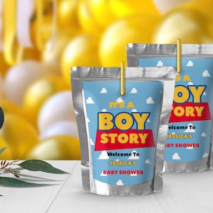 Boy Story EDITABLE juice label| Its a boy story baby shower decorations |Boy Story Baby Shower Juice label|Its A Boy Story Baby Shower Favor