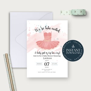 Ballerina Baby Shower Invitation: Tutu Design (Instant Download)