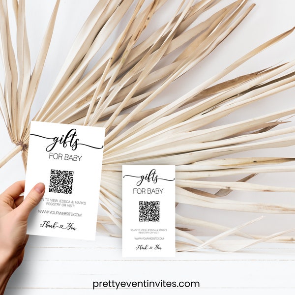 Baby Shower Gift Registry Card with QR code, Printable Gift Registry QR Code, Minimalist Gifts For Baby, Insert, Editable Instant Download