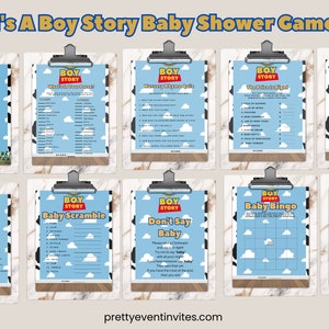 Es un juego de baby shower de Boy Story / Juego de mamá y papá de Boy Story / Juego de juegos de baby shower de Boy Story / Juegos de ducha imprimibles / Archivo digital