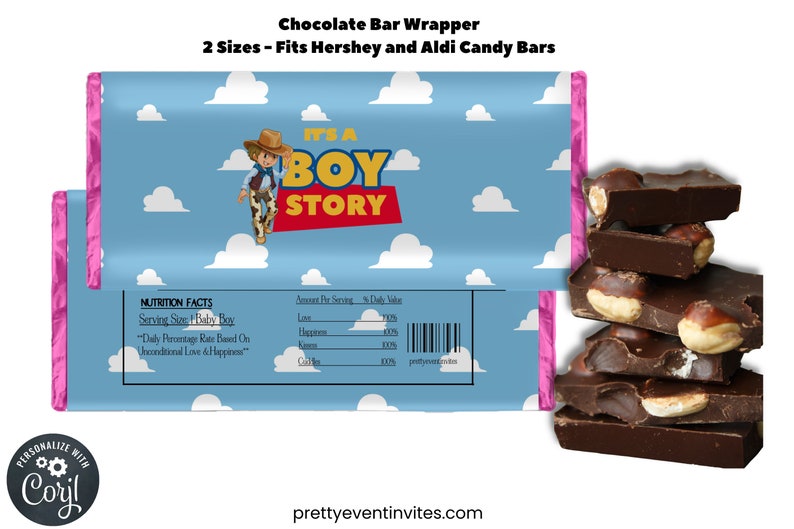 Its A Boy Story Chocolate Bar Wrapper Its A Boy Story Baby Shower Favor