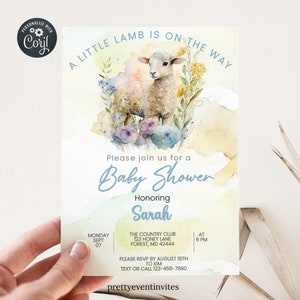 Message For Baby Shower Invite| Spring Baby Shower Invitation | Editable Lamb Baby Shower Invitation | Little Lamb | Its A Girl Baby Shower