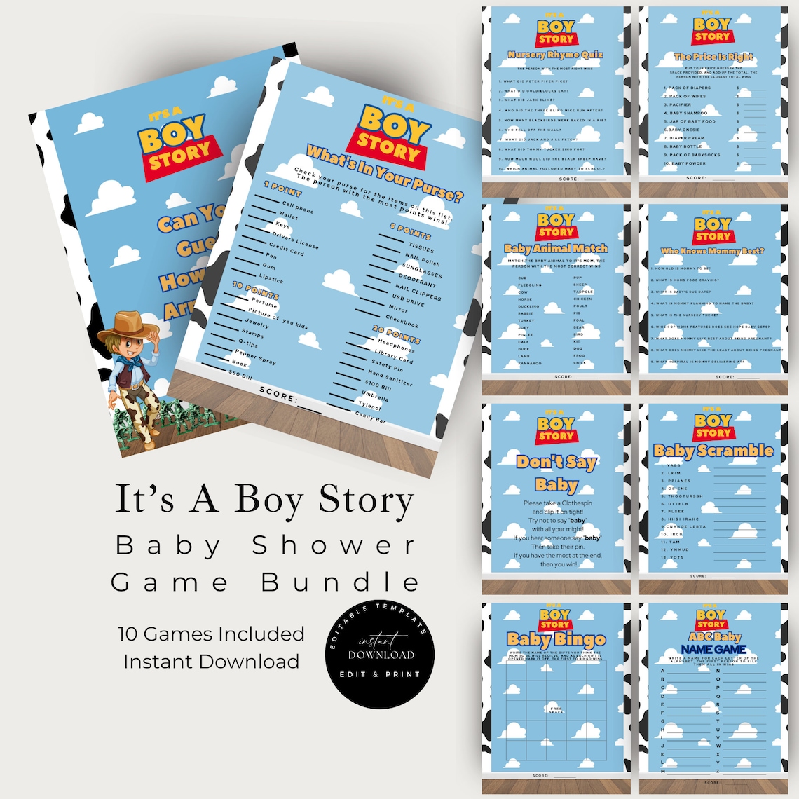 Its A Boy Story Baby Shower Invitation, Its A Boy Story Baby Shower Games, Its A Boy Story Guess