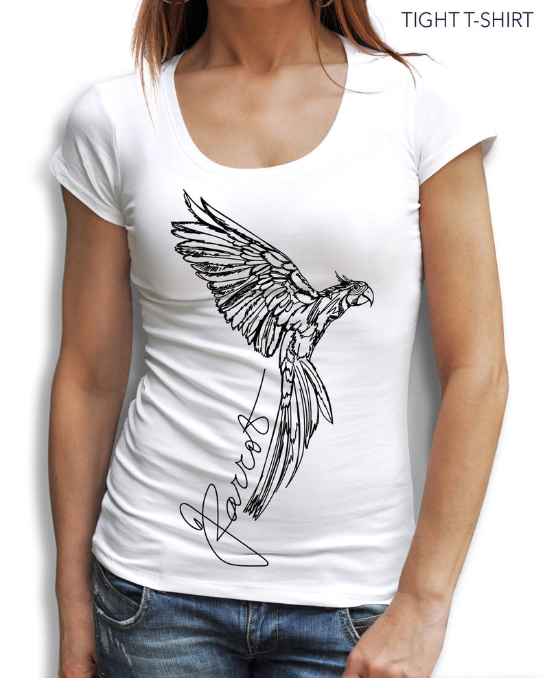 TEE00190CT Animal t-shirts Cute T-Shirts Women Fashion Parrot Print Shirt\u00a0 Parrot Graphic Tee