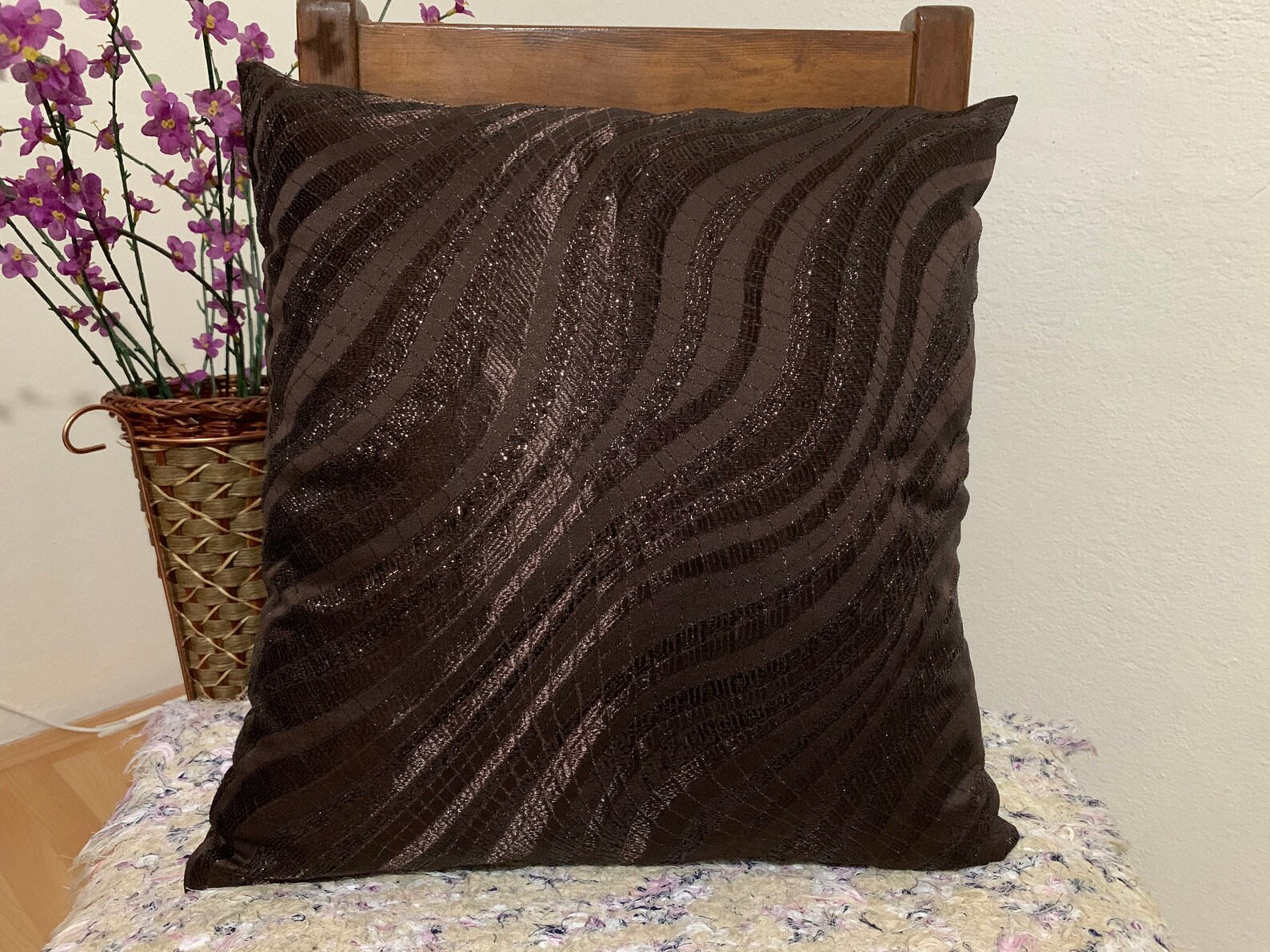 Dark Brown Decorative Pillow Satin Pillow Luxury Home Decor Etsy