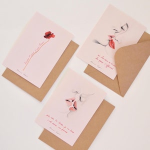 Cartes Postales - set de 3 impressions St Valentin, lot de 3 formats illustrés A6 • Lovers