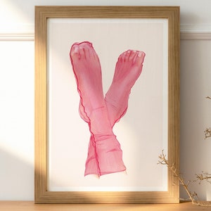 Póster artístico con ilustración de moda, rojo con velo de lycra A4 • Red Socks