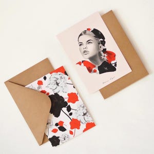 Postales - conjunto de 2 láminas con ilustraciones de retratos y motivos A6 • Carmen