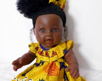 ALAAM African Doll - 30.5 cm tall Afro doll in beautiful colorful outfit - Handmade - Multiple finishes