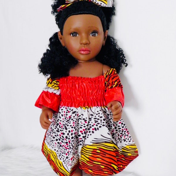 ALAAM African Doll - Poupée à habiller de 43 cm aux robes colorées - Fait main - Plusieurs finitions