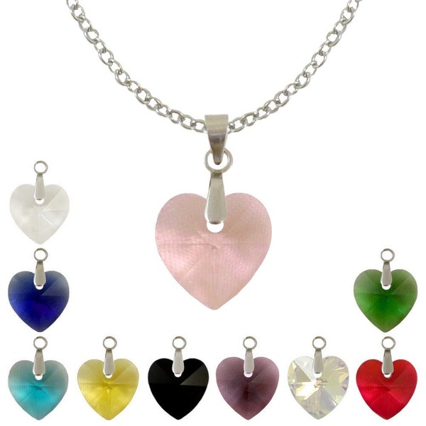 Collier à pendentif coeur en verre translucide 10 couleurs