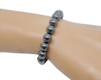 Bracelet en perles d'hématite 8mm ou 10mm en pierre naturelle