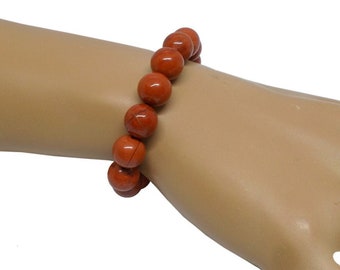 Bracelet en perles de jaspe rouge 8mm ou 10mm en pierre naturelle