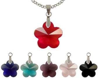 6-color glass flower pendant necklace and surgical steel chain