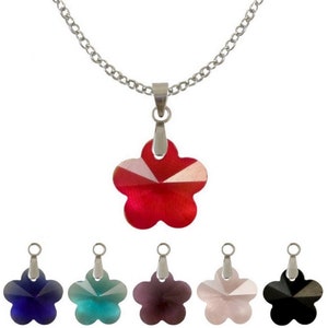 6-color glass flower pendant necklace and surgical steel chain image 1