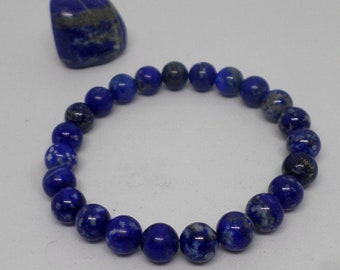 Bracelet en perles de lapis lazuli 8mm ou 10mm en pierre naturelle