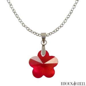 6-color glass flower pendant necklace and surgical steel chain image 6