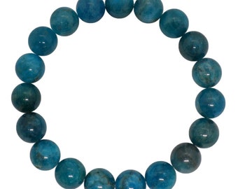 Bracelet made of 8mm or 10mm blue apatite beads in natural stone