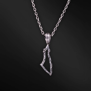 Israel Map Umriss Anhänger Sterling Silber 950 Handgefertigt in Israel Heiliges Land Schmuck